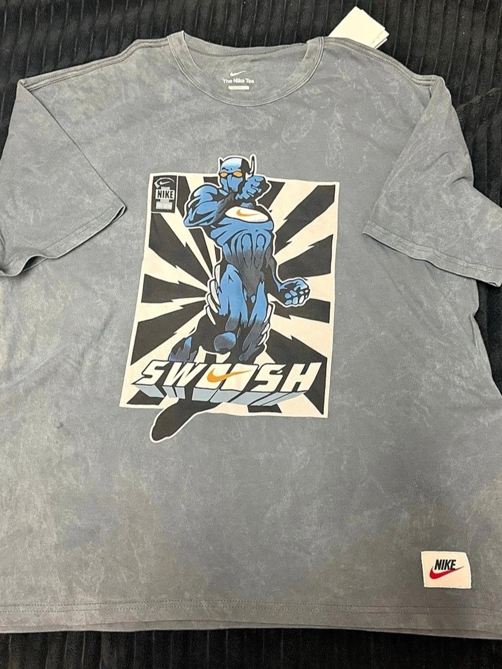 Nike Sportswear Max90 Swoosh Man Superhero Graphic T-Shirt Gray & Blue